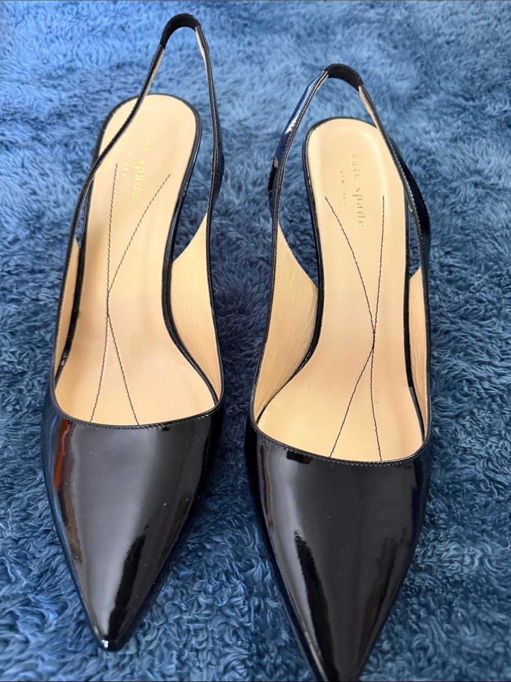 kate spade Plume Black Patent Leather Slingback Pumps 10.5 NIB